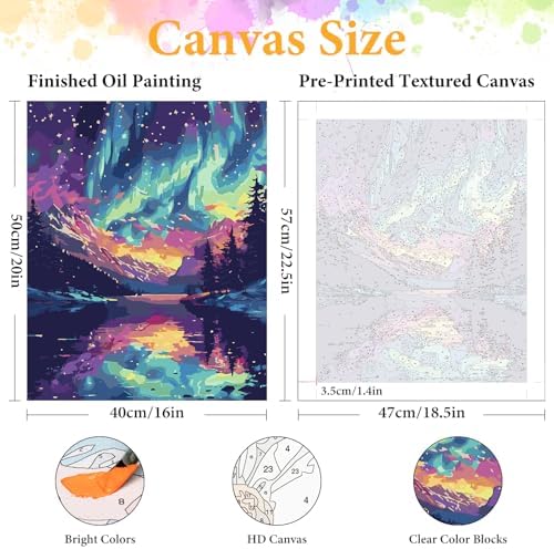 Paint by Numbers Kit for Adults, Aurora Borealis & Mountain, 16x20 Inch - Image 2