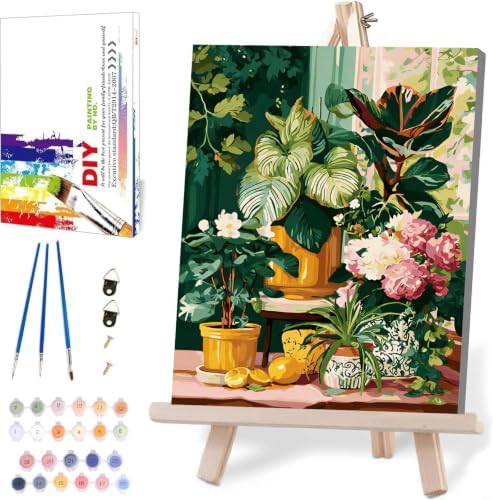 WUDWL Paint by Numbers Kit for Adults Framed Canvas, with Wooden Easel by WUDWL