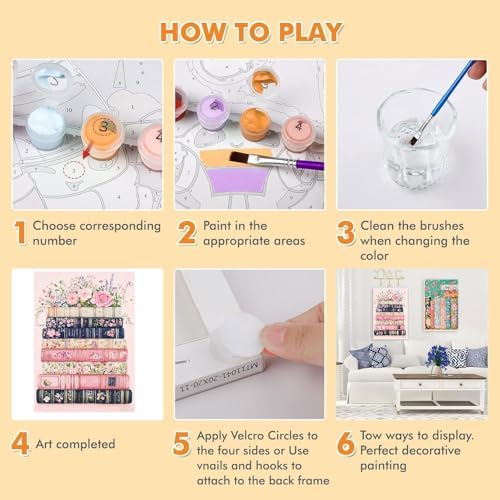 KYOQFVN 2 Pack Paint by Numbers for Adults with Framed Canvas - with Wooden Easel, Flowers Adult Paint by Number Kits on Canvas, DIY Acrylic Oil Painting by Numbers for Home Wall Decor 8X12 Inch - Image 3