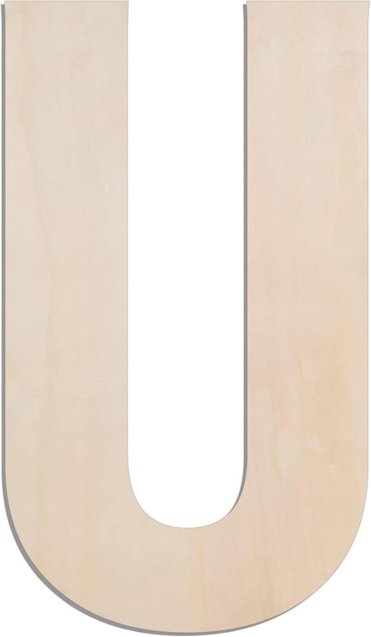 MGTECH 17 Inch Large Wooden Letter U, 1/4 in Thick Big Wood Letter for Crafts and Wall Decor