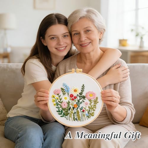 3 Pack Embroidery Kits for Beginners, Flower Pattern Kit for Adults Starter - Image 7