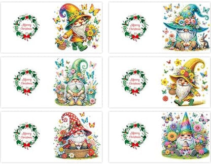 6 Pcs Diamond Painting Greeting Cards Kit Flower Gnome Butterfly with Envelopes, 5D DIY Special Shaped Rhinestone Art Card Making Kits for Adults, Holiday Blessing Postcards, Creative Craft Gifts - Image 5