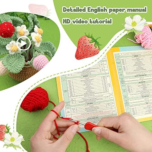 kgxulr Crochet Kit, Strawberry Beginner Crochet Kit for Adult, Knitting Kit - Image 3