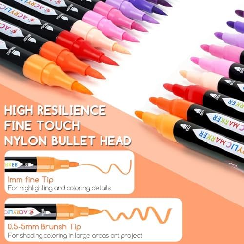 TBC The Best Crafts Acrylic Paint Markers, 72 Colors Dual Tip Pen - Image 3