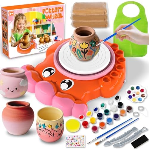 Insnug Pottery Wheel for Kids - Arts and Crafts for Kids Ages 8-12,Kid Pottery Wheel Kit Toys with Modeling Clay Sculpting Tools for Girls Boy Birthday Christmas Gift for 6 7 8 9 10 11 12+ by ArtsandCraftsforKids