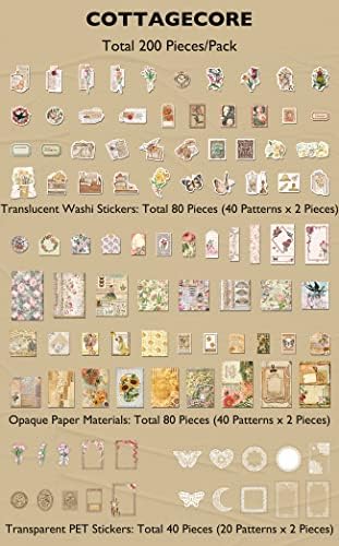 Knaid 200 Piece Vintage Ephemera Bundle - Paper & Sticker Kit for Junk Journaling, Scrapbooking, Planners, Bullet Journals, Collage, Decoupage - Cottagecore Themed - Pastel/Earthy Tones - Image 2