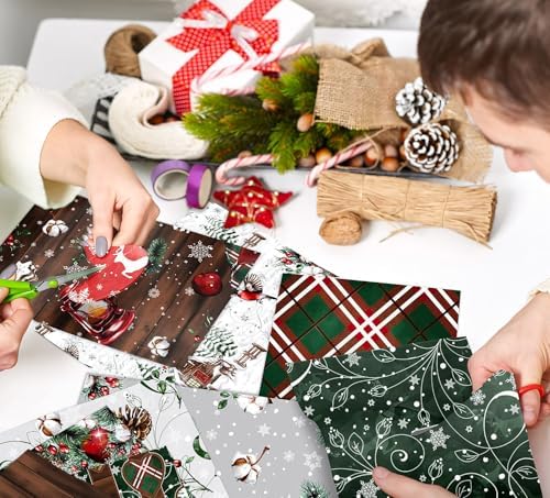 Christmas Scrapbook Pattern Paper Supplies 12×12,24 Sheets Double-Sided Christmas Gingham Scrapbooking CardStock Paper Pad for Holiday Cardmaking DIY Junk Journal Papers - Image 6