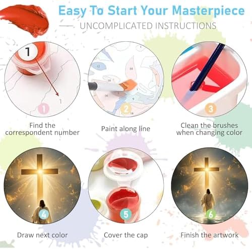 Jesus Paint by Numbers Kit for Adults Framed Canvas 12X16 in, Frameworkless - Image 7