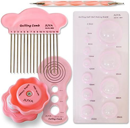 JUYA Paper Quilling Kit 960 Strips with 12 Tools, Glue, Pink Set, 3mm - Image 4