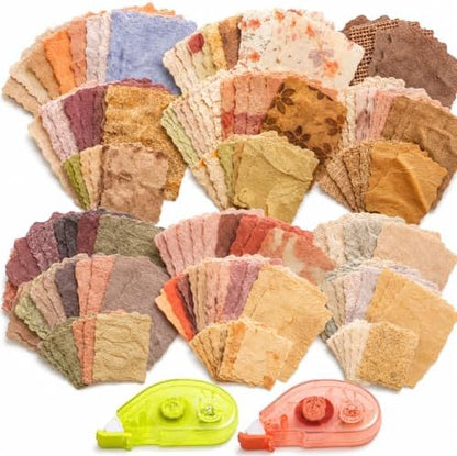 170 Pcs Sheets Vintage Scrapbook Paper Kit with Photo Tapes, Textured Scrapbook Paper, Scrapbooking Supplies, Junk Journal Supplies, Decorative Decoupage Card, Mixed Media Collage Making Craft by Unknown
