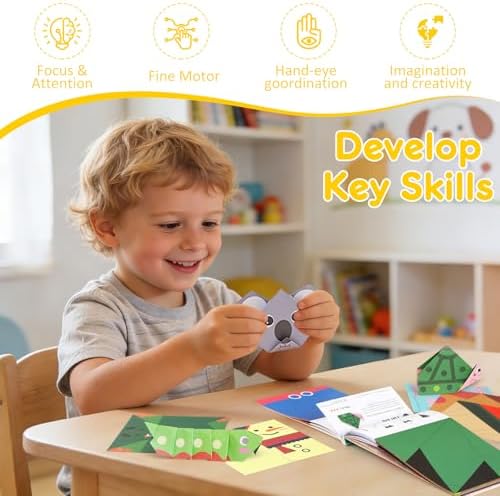 Origami Paper Kit for Kids Ages 5-8 8-12 Easy-Fold Set with Guide Book (90 Patterns: Beginner to Advanced) : Perfect Party Favors,classroom craft, Birthday /Holiday / DIY Gifts for Kids - Image 6