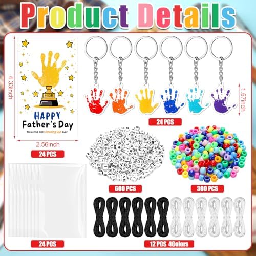 Suncalla 996 Pcs 24 Set Father's Day Keychain Making Kit DIY Bead Crafts - Image 2