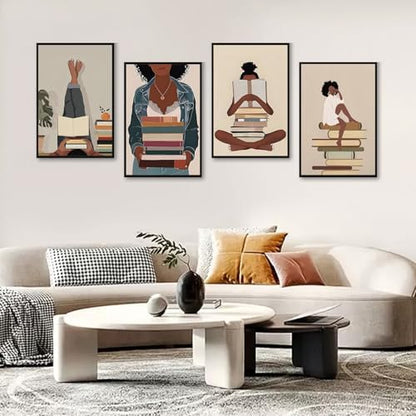 4 Pack Framed Paint by Numbers Kit for Adults, Book Lover, 8 x 12 Inch - Image 2