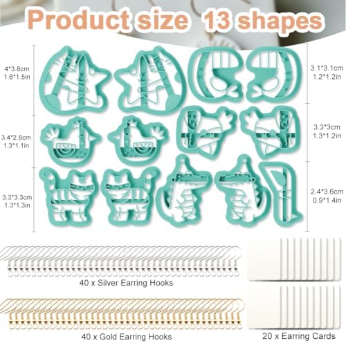 beinkmake 13Pcs Fairy Animal Polymer Clay Cutters Set Cat Fox Clay Earrings Cutters for Adults Polymer Jewelry Cutter with Earrings Accessories DIY Craft Supplies - Image 2