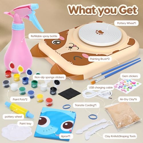 Skirfy Pottery Wheel for Kids, Pottery Kit with Air Dry Clay & USB Power - Image 5
