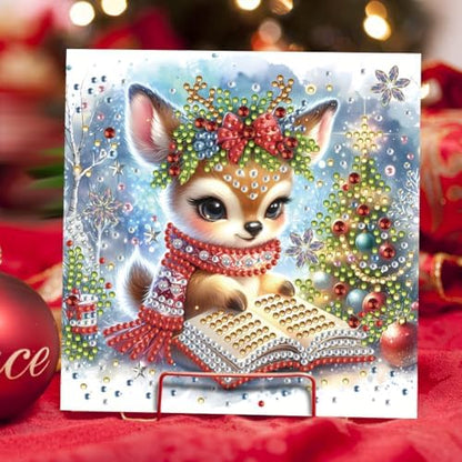 jinglinhh 6pcs Aurora Christmas Winter Elk Diamond Art Painting Greeting Cards with Envelopes, DIY Card Making Kits for Adults, Diamond Art Postcards Holiday Cards Craft Gifts - Image 5