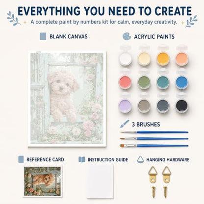 AuraDraw Dog Paint by Numbers Kit for Adults, Dog Paint by Number Kits for Adults, Painting by Number Kits for Wall Decor 16x20 Inch - Image 2