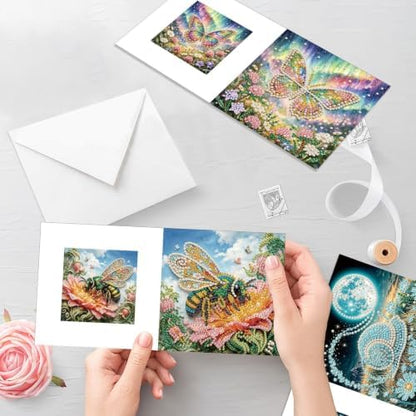 Artiphile DIY Pearl Art Painting Greeting Card Set Crafts Decor 6-Piece Foldable Cards Kit with Envelopes and Tools for Holiday Wishes Adult Crafting Project-Insect - Image 6