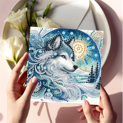 6pcs DIY Diamond Art Greeting Cards Kit with Envelopes&Tools - Create Your Own Sparkling Birthday, Thank You, Holiday Cards for Adults & Beginners(Wolf) - Image 7