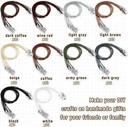 Tudomro 100 Waxed Leather Necklace Cord with Clasp,Earth Tone,20 Inch - Image 3