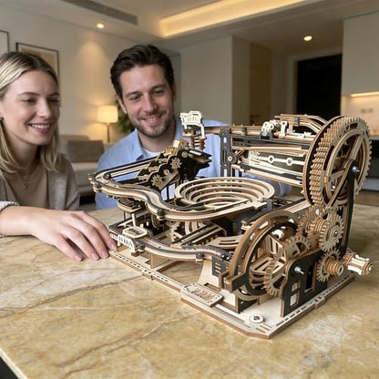 3D Wooden Puzzles for Adults Wood Marble Run DIY Mechanical Craft Model Kit - Image 6