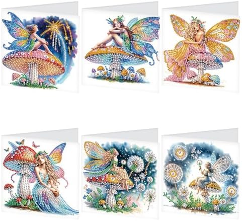 TDFERAN Diamond Painting Blank Cards Set of 6 Greeting Cards Butterfly Fairy Wedding Greetings Card Birthday Greeting Sympathy Thinking of You Card Adult Party Invitations All Occasion by TDFERAN