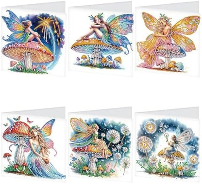 TDFERAN Diamond Painting Blank Cards Set of 6 Greeting Cards Butterfly Fairy Wedding Greetings Card Birthday Greeting Sympathy Thinking of You Card Adult Party Invitations All Occasion by TDFERAN