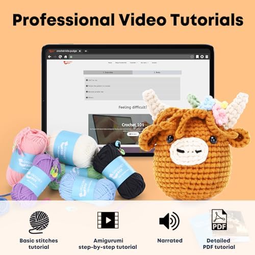 CrochetBox Brown Highland Cow Crochet Kit for Beginners, Craft for Adults - Image 4