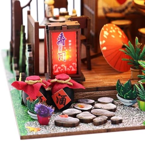 MAGQOO DIY Miniature Dollhouse Kit DIY Miniature House Kit Tiny Mini House Kits with Furniture 1:24 Scale 3D Puzzles(Sushi House) - Image 3