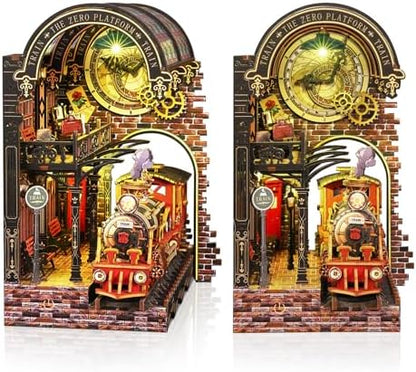 DIY Book Nook Kit, 3D Wooden Puzzle Miniature House Kit Adult, Station by MakingLifeFunforCool