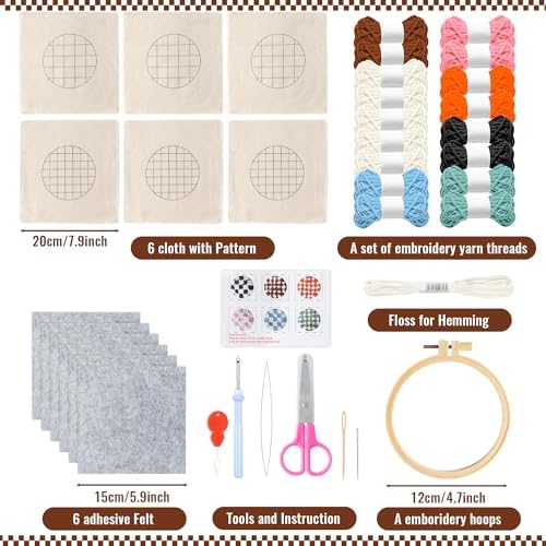 WATINC Punch Needle Coaster Kit - DIY Craft for Beginners, Checkerboard - Image 2
