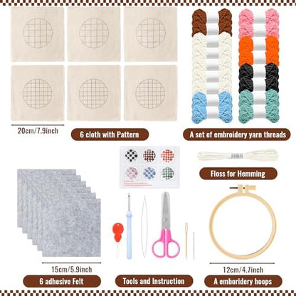 WATINC Punch Needle Coaster Kit - DIY Craft for Beginners, Checkerboard - Image 2