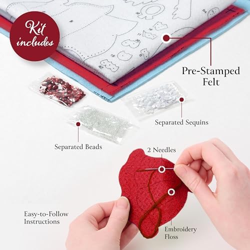 Bucilla Felt Applique 18" Stocking Making Kit, Jolly Gingerbread Snowman, Perfect for DIY Arts and Crafts Projects - Image 3