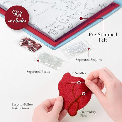 Bucilla Felt Applique 18" Stocking Making Kit, Jolly Gingerbread Snowman, Perfect for DIY Arts and Crafts Projects - Image 3