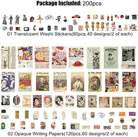 Esweny 200PCS Vintage Scrapbooking Supplies Kit for Journaling,Junk Journal Planners Aesthetic Cottagecore Room Decor Wall Art Collage Album (Retro Memory) - Image 2