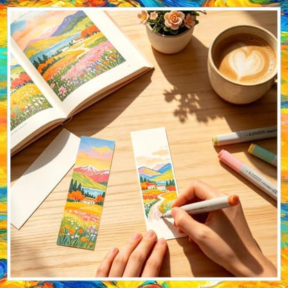 130-PCS Bookmark Making Kit, 300g 5.5x2in Cards, Sleeves, Tassels - Image 5