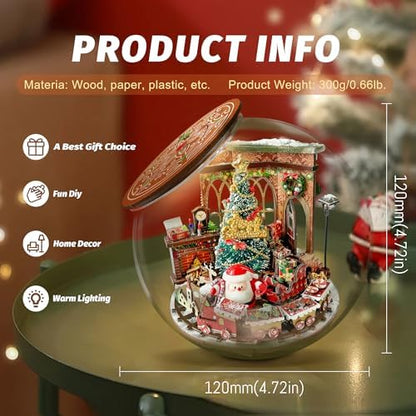 Dollhouse Miniature DIY House Kit Creative Room with Furniture and Glass Cover for Adult to Building, Halloween/Home Decorations/Gifts for Family and Friends (SDXZ) - Image 2