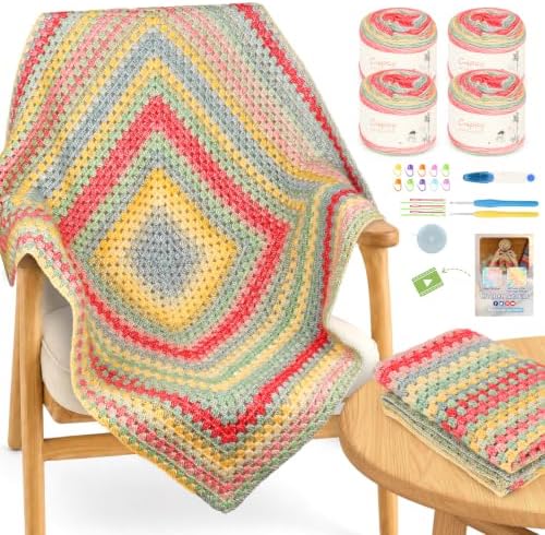 Coopay Crochet Kit for Beginner Crochet Blanket Kit w/Step-by-Step Tutorial by Coopay