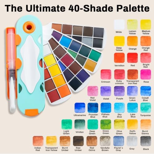 SEAMIART 40 Colors Watercolor Paint Set Portable Mini Travel Watercolor Kit - Image 3