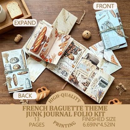 XINPOCUT Floral Folding Trifold Folio Junk Journal Kit,Folio Booklet Craft Kit, Junk Journal Kit, Scrapbooking Supplies, Journaling Decor, Mini Folio Writer Folder Project, Arts & Crafts Gifts - Image 2