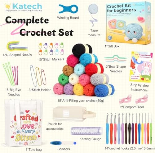 Katech Crochet Kit for Beginners Adults Kids-Crochet Starter Kit-Ideal Gift - Image 2