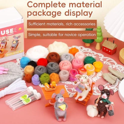 OEHPICC Mouse Family Needle Felting Kit,Needle Felting Starter Kit - Image 2