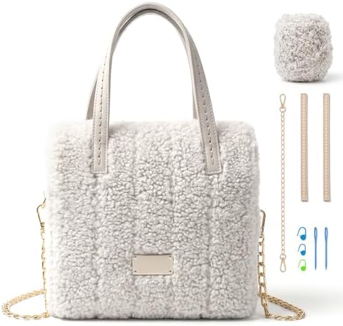 tripforfree DIY Knitting & Crochet Handbags Kit, Mesh Plastic Canvas Kit for Shoulder Bags, Crossbody Bags, Embroidery Projects, Linen - White (White) by Unknown