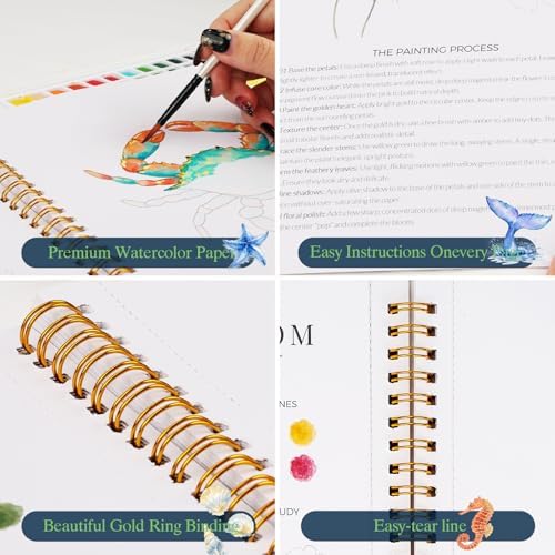 Watercolor Workbook for Beginners,18 Serene Seas Sceneries Water Coloring Book,Relaxing & Easy to Paint Water Coloring Book with 24 Colors-Perfect for Gifting to Creativity & Joy for Adults - Image 5