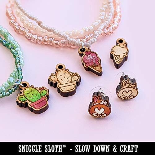 Vintage TV Television Silhouette Mini Wood Shape Charms Jewelry DIY Craft - 16mm (22pcs) - with Hole - Image 4