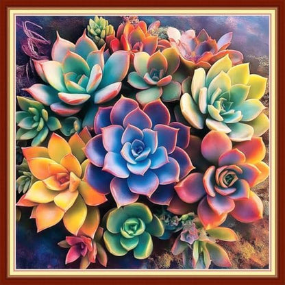 Joyhoor Cross Stitch Kits for Beginners Stamped Cross-Stitch Supplies Needlework preprint Embroidery Kits for Adults DIY Needlepoint Kits Embroidery Patterns 11CT-Colorful succulent plants 18x18 inchs by JoyhoorCrossStitchKits