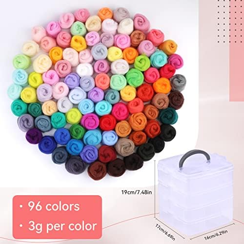 96 Colors Needle Felting Wool Roving for Needle Felting Kit Roving Wool - Image 2