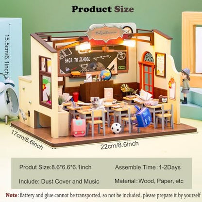DIY Miniature Dollhouse Kit with Dust Cover and Music,DIY Miniature Wooden Dollhouse Kit,1:24 Scale Mini House Building Kit for Adults Teens Birthday Gifts - Image 6
