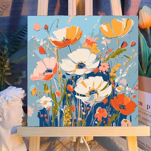 ICYANART Paint by Numbers for Adults Framed, Flowers Number Painting 8x8In - Image 2