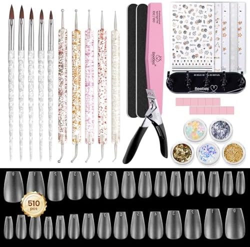 Beetles Nail Art Kit, 510pcs 15 Sizes Gel Nail Tips Nail Art Brushes Set by beetlesGelPolish